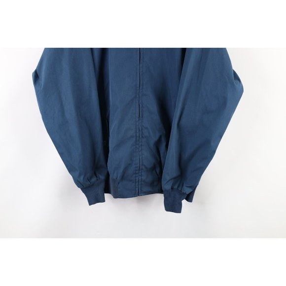 Vintage 90s LL Bean Mens 42 Long Lined Cafe Racer Bomber Jacket Navy Blue USA - Picture 3 of 9